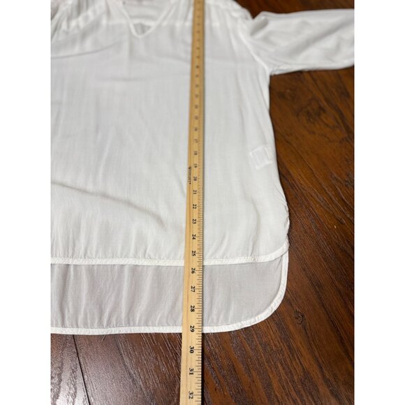 Ellen Tracy Womens Top White Boho Blouse With Embroidered Detail Size M - Picture 9 of 11